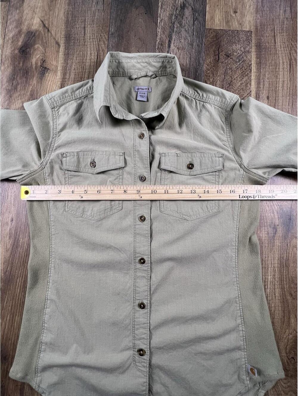 Carhartt Bozeman Rugged Flex Roll Up Sleeve Work Cowgirl Khaki Women's Small - Picture 6 of 10